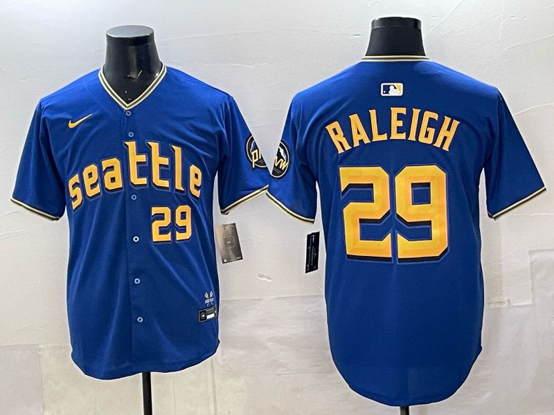 Men 2025 Seattle Mariners #29 Raleigh Blue City Edition Nike MLB Jersey 51